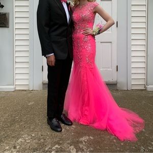 Hot pink Prom Dress fits like a 0